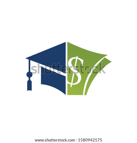 Graduation Cap Money Icon Vector Design. Scholarship logo concept design.	
