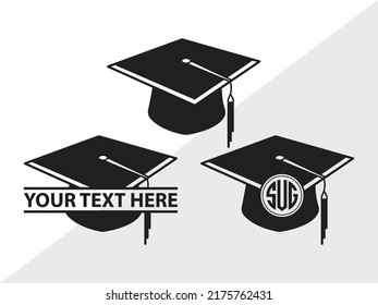 Graduation Cap Monogram SVG Printable Vector Illustration