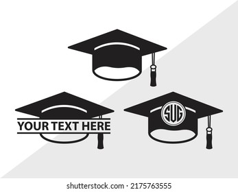Graduation Cap Monogram SVG Printable Vector Illustration 