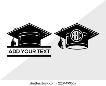 Graduation Cap Monogram SVG Printable Vector Illustration