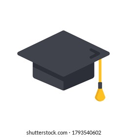 Graduation cap. Mortar board. Flat design. Vector illustration