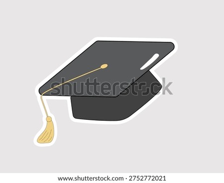 Graduation cap mortarboard sticker; suitable for education websites, graduation announcements, school achievement icons, and university degree marketing