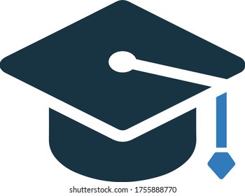 Graduation cap, mortarboard vector icon