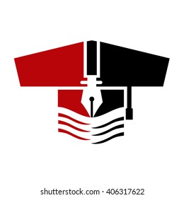 Graduation Cap, Nib and Book Logo