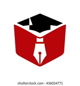 Graduation Cap, nib and Book Logo