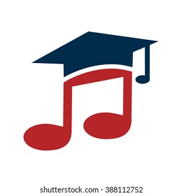 Logotipo de música de tapón y nota de graduación
