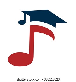 Graduation Cap and Note Music Logo