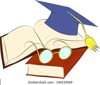 Graduation Cap on Book Stack
