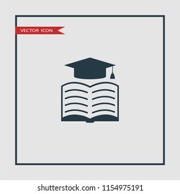 graduation cap on book vector icon illustration 