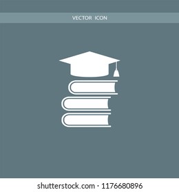 graduation cap on book vector icon illustration 