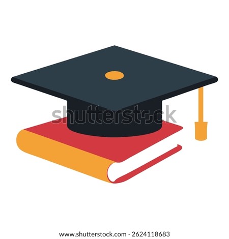 Graduation Cap on Book with White Background