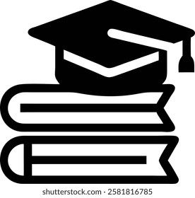 Graduation Cap on Books Vector Illustration