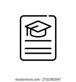 Graduation cap on certificate document icon education symbol