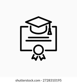 Tapa de graduación en el icono del certificado