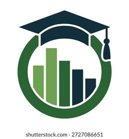 Abschlussdeckel auf einem Kreisdiagramm mit Balken Bildung und Statistik Symbol