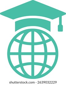 Graduation cap on a globe; global education, international studies concept.