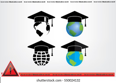 Graduation cap on globe icon vector illustration eps10