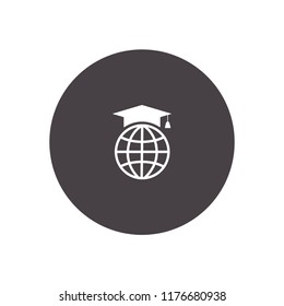 graduation cap on globe vector icon illustration 