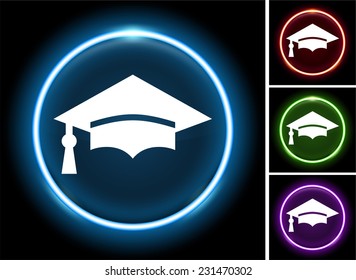 Graduation Cap on Glow Round Button