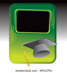 graduation cap on green halftone advertisement