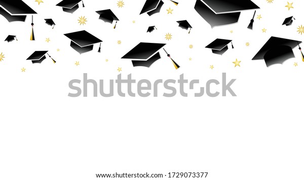 Graduation Cap On Isolated On White Stock Vector (Royalty Free ...