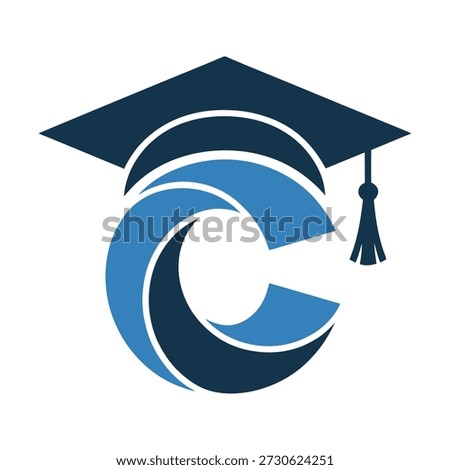 Graduation cap on letter C logo symbol icon education academic degree icon
