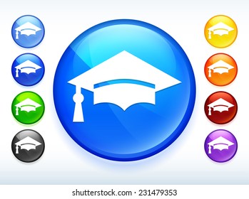 Graduation Cap on Multi Color Round Button