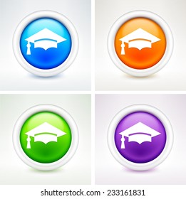 Graduation Cap on Multi Color Round Buttons