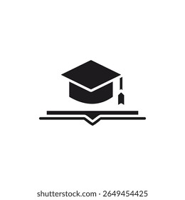 Graduation cap on an open book representing education suitable for graduation announcements, educational blog posts, and schoolrelated designs. Celebrate achievement.	