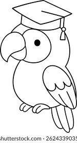 A Graduation cap on parrot symbolizes achievement and celebration