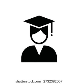 Graduation cap on a persons head education and learning concept