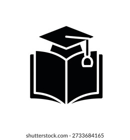 Abschlussdeckel auf offenem Buch, das Bildung und akademische Leistung symbolisiert