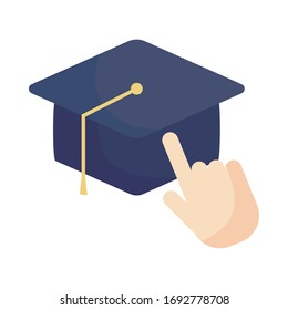 graduation cap on white background vector illustration design