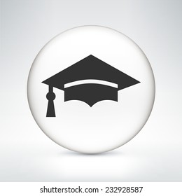 Graduation Cap on White Round Button