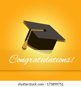 Graduation Cap on a yellow background with the inscription Congratulations!