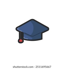 tampa de graduação em design de vetor plano de contorno.