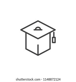 Graduation cap outline icon. linear style sign for mobile concept and web design. Academic hat simple line vector icon. Symbol, logo illustration. Pixel perfect vector graphics