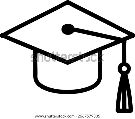 Graduation Cap Outline Icon – Minimal Academic Hat Vector