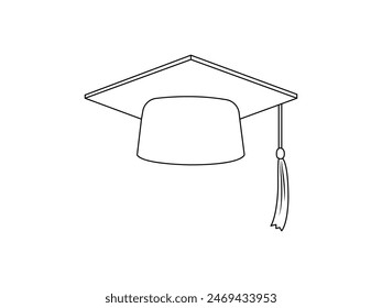 Graduation Cap Outline icon vector. Graduation Cap Outline isolated white background. Vector Illustration