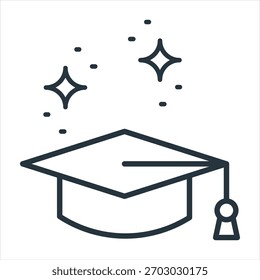 Graduation Cap Outline Icon Vector Illustration