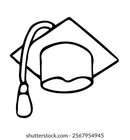 Graduation cap outline with tassel