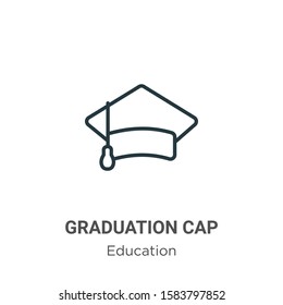 Graduation cap outline vector icon. Thin line black graduation cap icon, flat vector simple element illustration from editable graduation and education concept isolated on white background