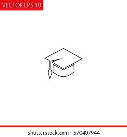 Graduation cap outline  Vector Icon.