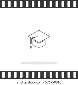 Graduation cap outline  Vector Icon.