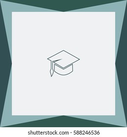 Graduation cap outline  Vector Icon.