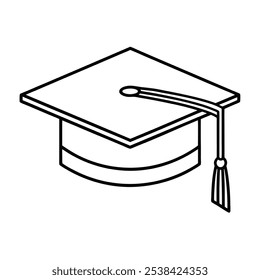 Graduation Cap Outline Vector on Clear Background