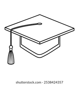 Graduation Cap Outline Vector on Clear Background