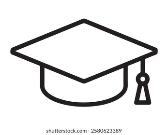 Graduation cap outline web icon vector on white background