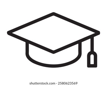 Graduation cap outline web icon vector on white background