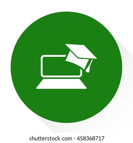 Graduation cap over laptop icon